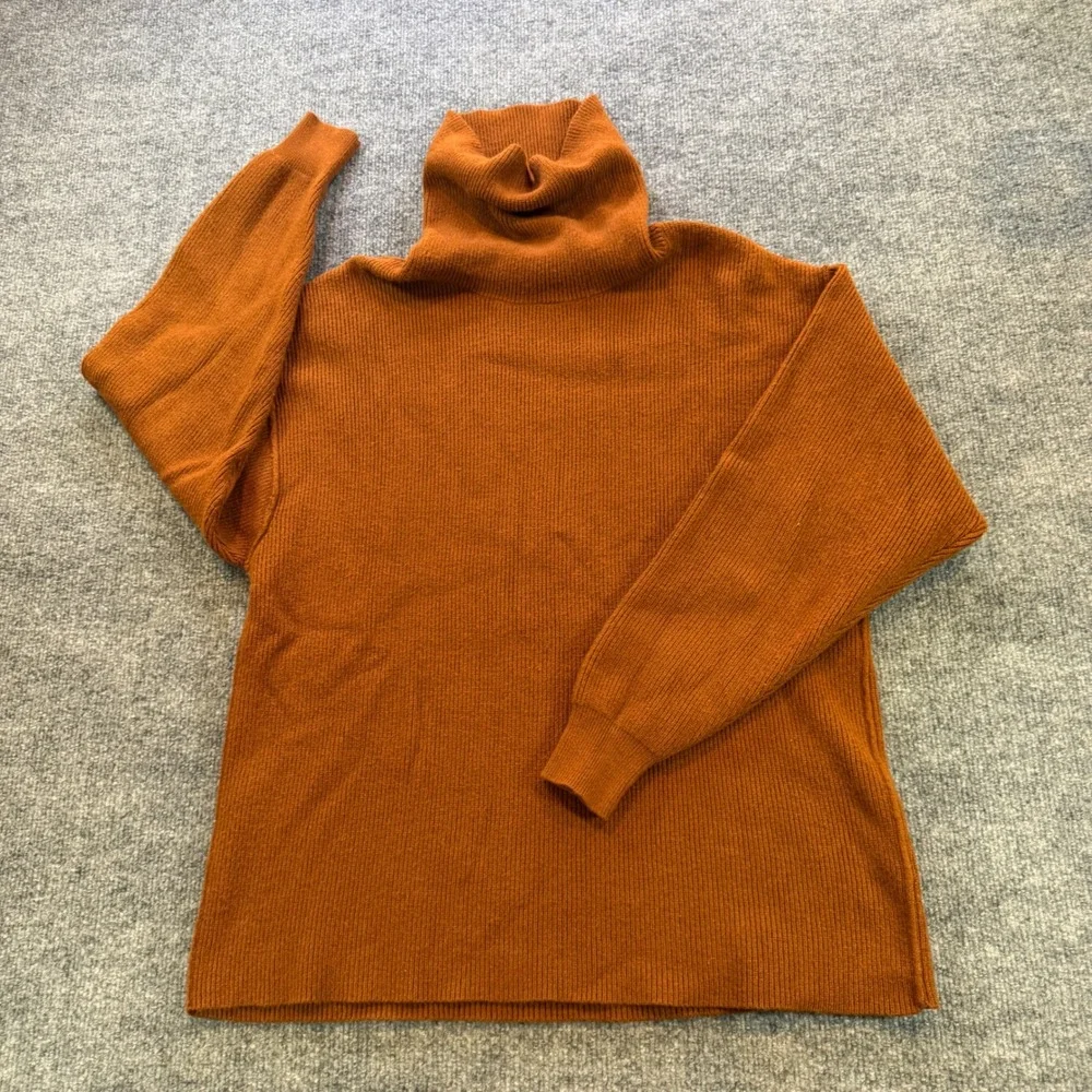 Free People My Only Sunshine Turtleneck Ribbed Sweater Rust Orange XS